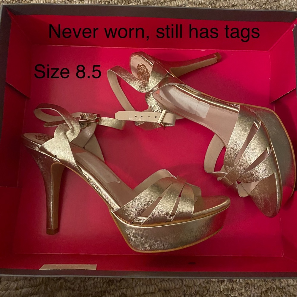 Gold high heels
